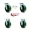 Service Caster 6 Inch Green Poly on Steel Caster Set with Roller Bearings 2 Swivel Lock 2 Rigid SCC-30CS620-PUR-GB-BSL-2-R-2 - alternate 4